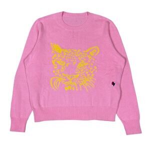 Clare V. Leopard Crewneck Knit Sweater Pullover Women's M Rare